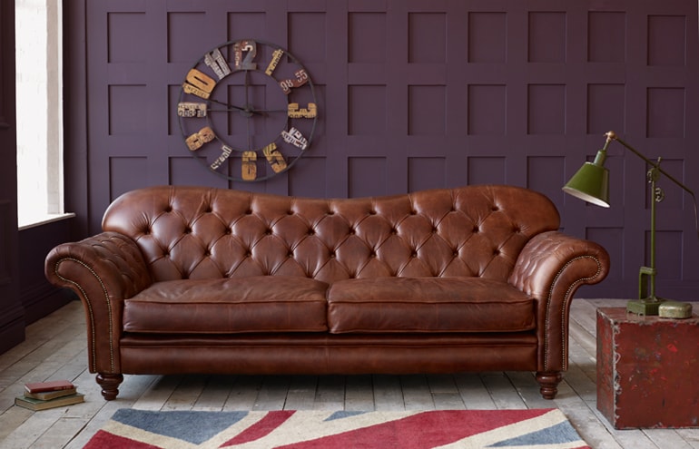 Leather Chesterfield Sofas, Crompton Vintage Fabric Sofa